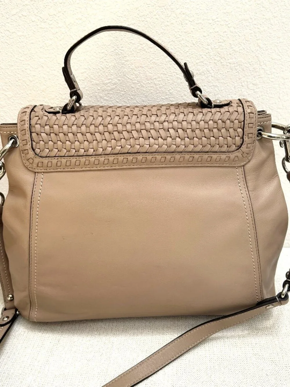 Coach Park Woven Leather Flap, style F23912 Tan Leather, satchel, NWOT - $548